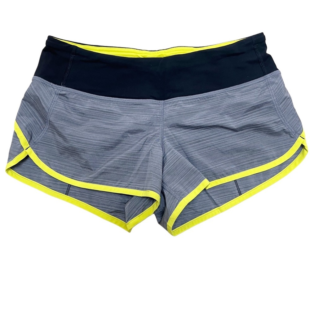 Lululemon Black, Grey, Yellow Running/Workout Shorts - Size 4